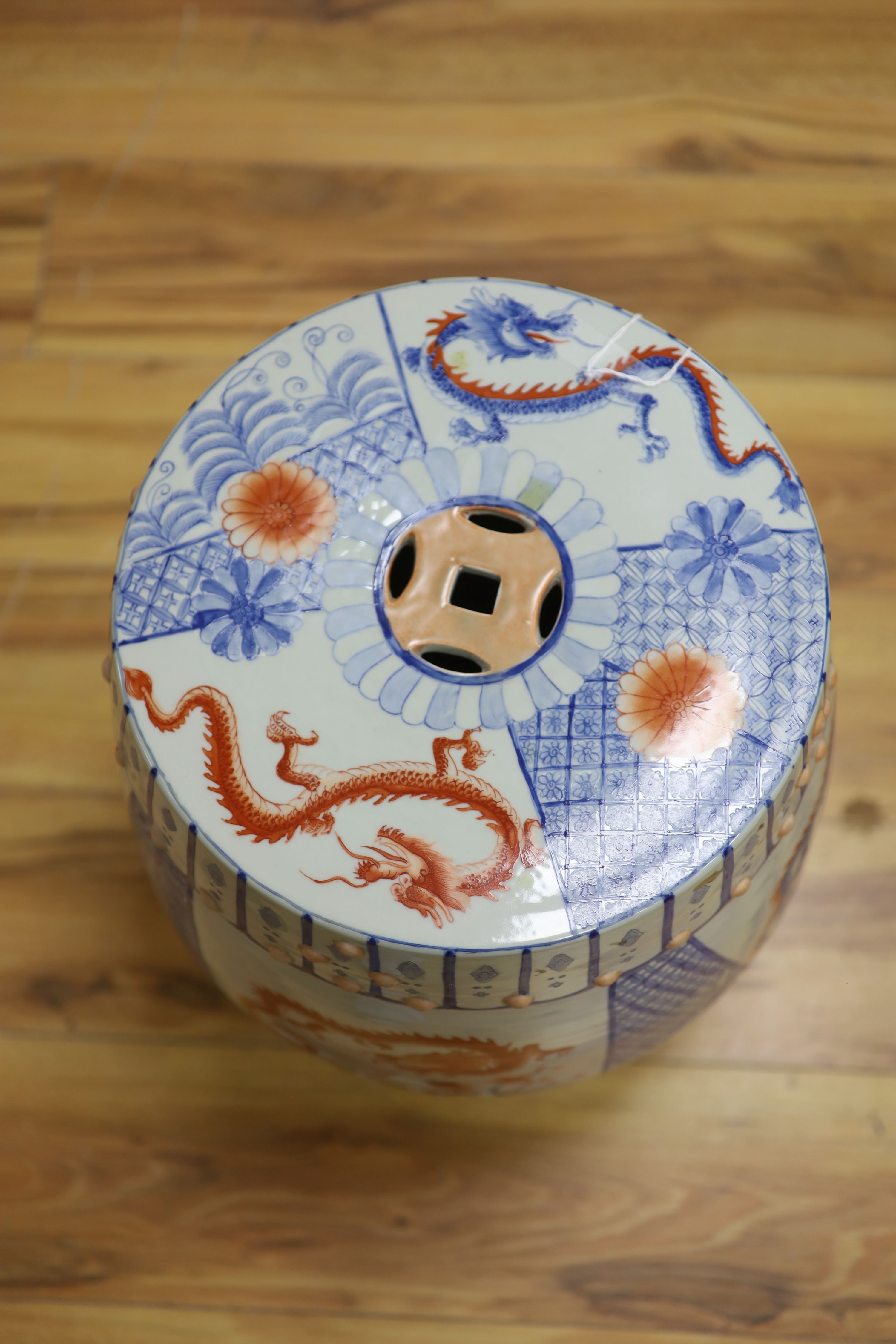 A Chinese porcelain garden seat, height 47cm